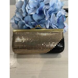Vintage Gold Mesh Clutch Evening Bag‎ Kiss Lock Party Purse Small